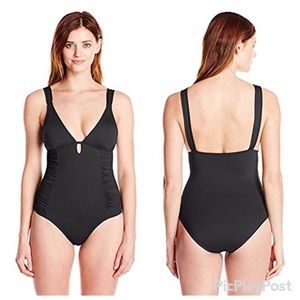 Lark & Ro Swimsuit Black One Piece Size Medium